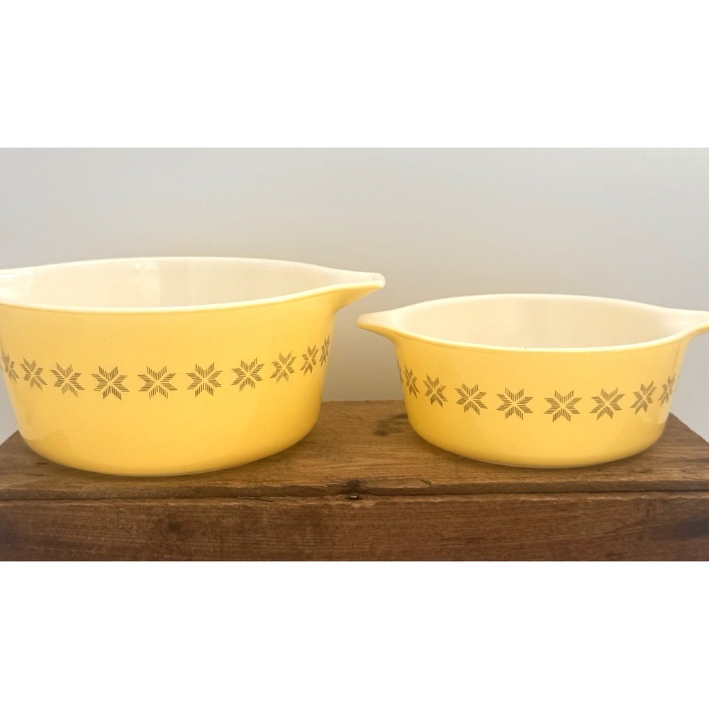 Pyrex Town & Country Brown & Yellow 474B 1.5 QT & 472 1.5 PT Casserole Dishes - Picture 2 of 15
